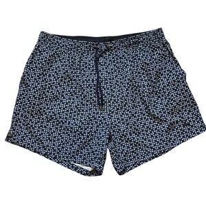 Hugo Boss Swim Trunks Mens 2XL Blue Geometric Print Lined Drawstring Shorts